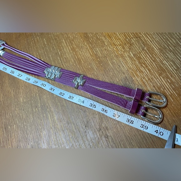 Diesel Leather Belt Women's 85/34 Purple Fuchsia Silver Studs Genuine Y2K Luxury - Picture 10 of 11